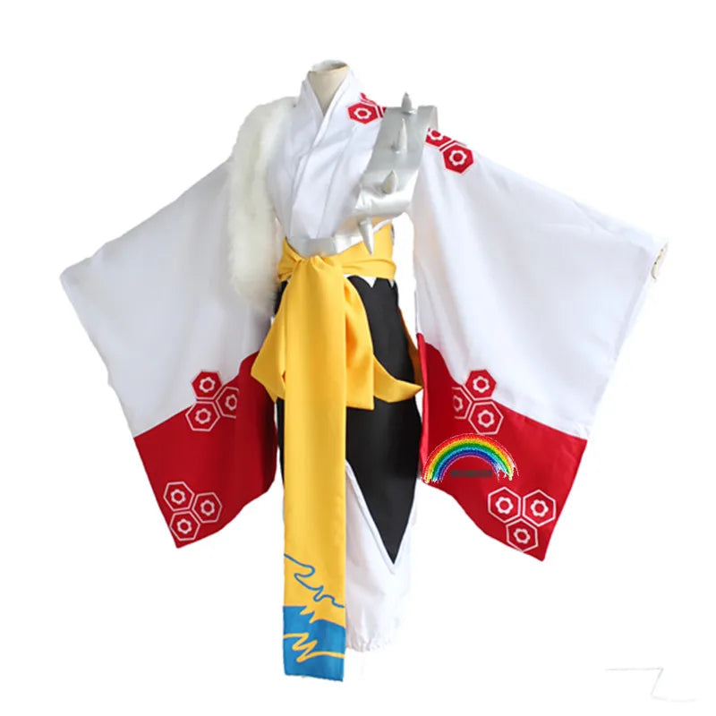 Anime Inuyasha Cosplay Costumes Red Japanese Kimono Higurashi Kagome Kikyo Sesshoumaru for Halloween Party Wigs Free wigcap