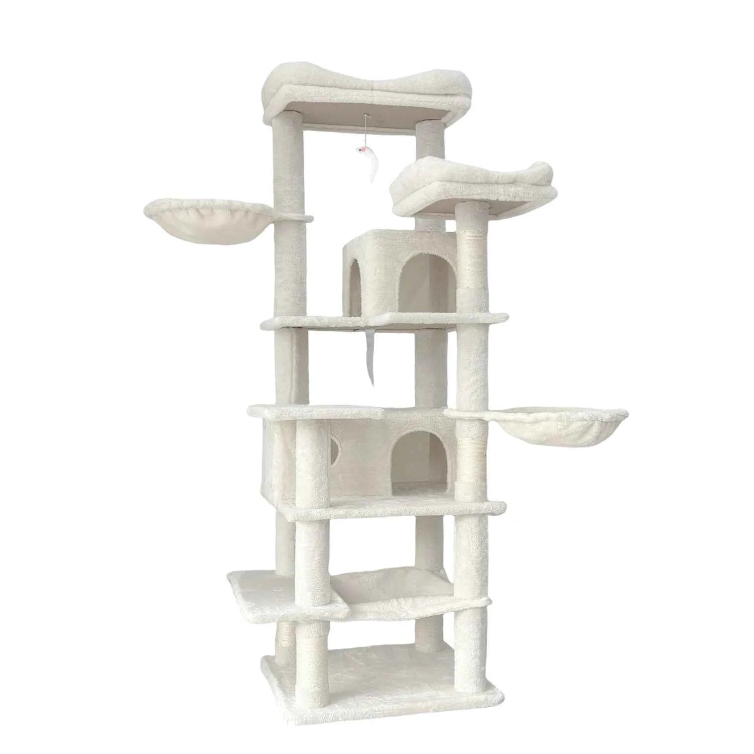 [Low stock] Modern Eco-Friendly Cat Climbing Frame MFD Material Durable Construction 4-Level Design Spacious Perch Hanging Toys Easy Cats