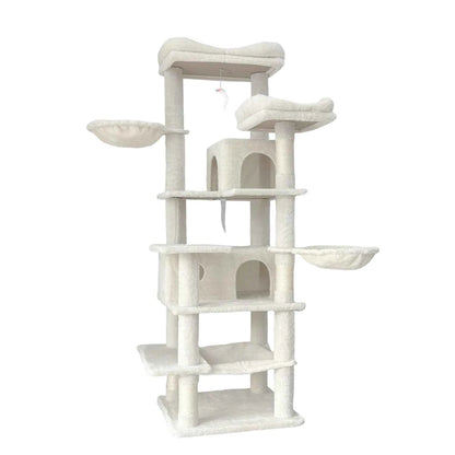 [Low stock] Modern Eco-Friendly Cat Climbing Frame MFD Material Durable Construction 4-Level Design Spacious Perch Hanging Toys Easy Cats