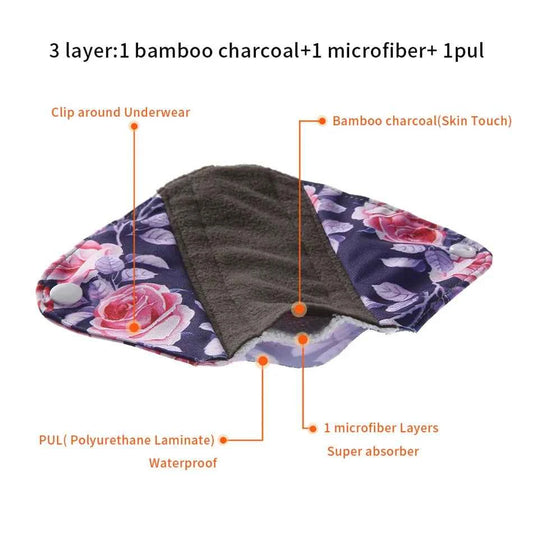 10pcs Reusable Waterproof Bamboo Fiber Pads Menstrual Cloth Sanitary Pads Feminine Maternity Hygiene Panty Liner