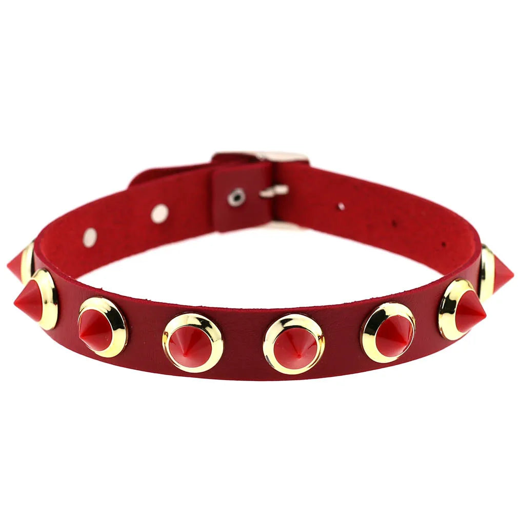 Punk Black Metal Tassel Red Choker Necklace Sexy Spiked Neck Strap Clavicle Collar Men Necklaces Hollween Women Y2K Jeweley Gift SS69