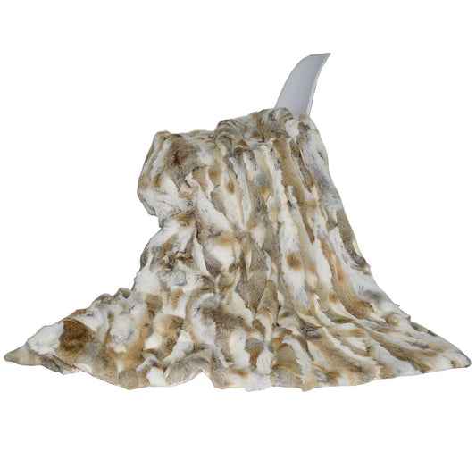 MS.Softex Winter Warm Natural Rabbit Fur Blanket Patchwork Real Rabbit Fur Throw Customized Soft Hand Made Drop Ship