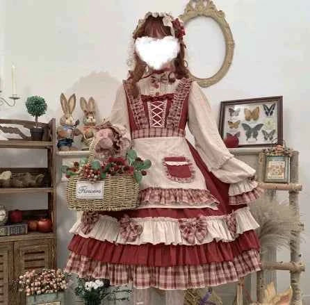 MAGOGO Christmas Lolita Dress Kawaii Costume Red Cloak Soft Sister Long Sleeve Party OP Victorian Dress Japanese Lolita Clothing