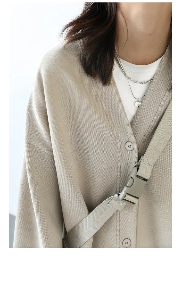 CHIC VEN Korean Autumn Winter Women's Sports Coat Casual Loose V-neck Sweatshirt for Women Thick Warm Tops Office Lady Female