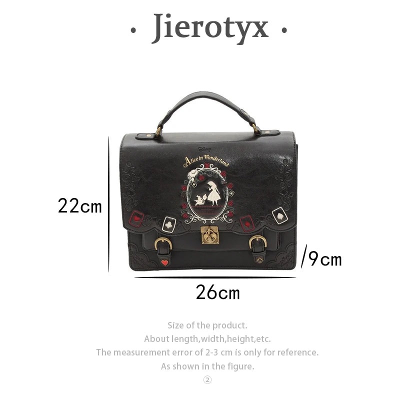 JIEROTYX Women Backpack Girl Alice Bag In Wonderland School Backpack Bag Women Handbags Bag Black Gothic Punk Style Hot Sale