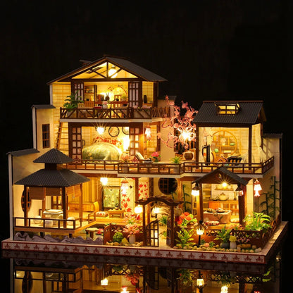 Doll House Wooden Furniture Diy Dollhouse Miniature Puzzle Assemble Miniatures Dollhouse Kits Educational Toys For Children Gift SS69