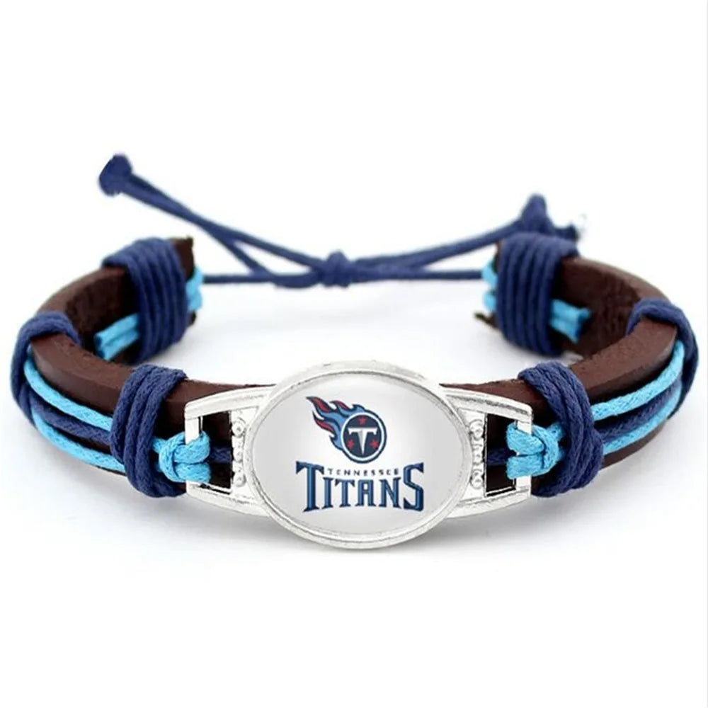 NFL Leather Charm Bracelet with Vintage Butterfly & Pearl Accents