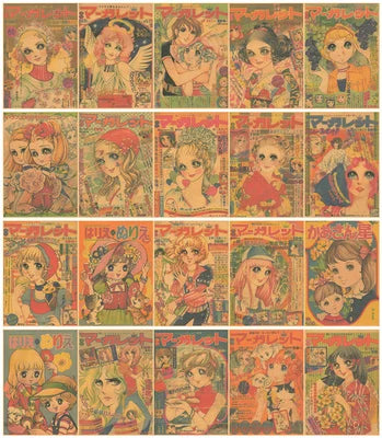 Retro Kraft Paper for Restaurant Decoration, Japanese Beauty Girl, Celebrity Magazine Poster, Izakaya Wall Sticker SS69 39.69 20PCS 3 / 29.7X42cm