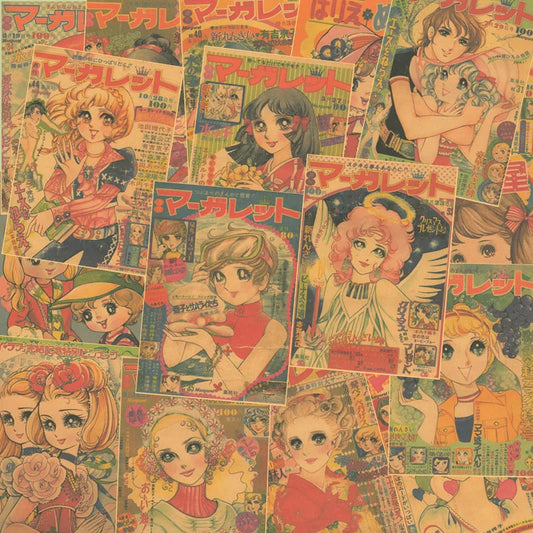 Retro Kraft Paper for Restaurant Decoration, Japanese Beauty Girl, Celebrity Magazine Poster, Izakaya Wall Sticker SS69