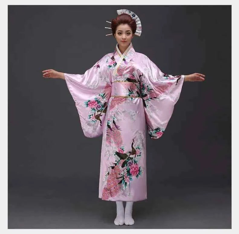 Burgundy Traditional Japanese Yukata Kimono Dress for Women Haori Floral  Cosplay Costumes Asian Long Robes Pajamas Clothing