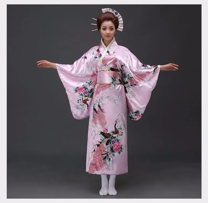 Traditional Japanese Yukata Kimono with Obi - Women's Evening Dress