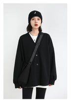 CHIC VEN Korean Autumn Winter Women's Sports Coat Casual Loose V-neck Sweatshirt for Women Thick Warm Tops Office Lady Female