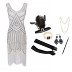 Plus Size XS-4XL Women's 1920s Vintage Sequin Full Fringed Deco Inspired Flapper Dress Roaring 20s Great Gatsby Dress Vestidos SS69