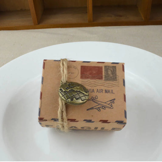 SS69 Kraft Paper Candy Boxes, Travel Theme Airplane Design, 50 Pack