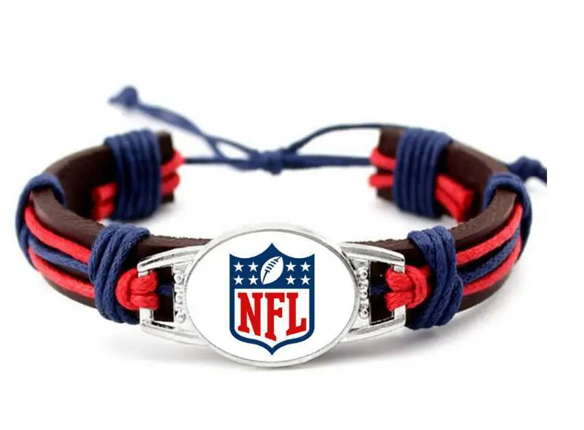 NFL Leather Charm Bracelet with Vintage Butterfly & Pearl Accents
