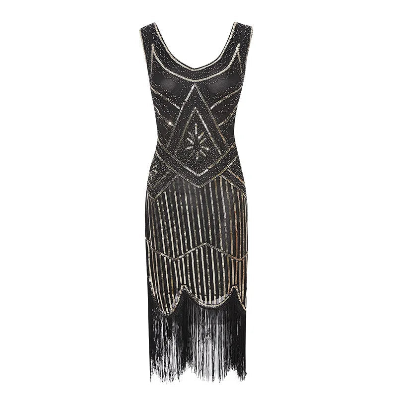 Plus Size XS-4XL Women's 1920s Vintage Sequin Full Fringed Deco Inspired Flapper Dress Roaring 20s Great Gatsby Dress Vestidos SS69