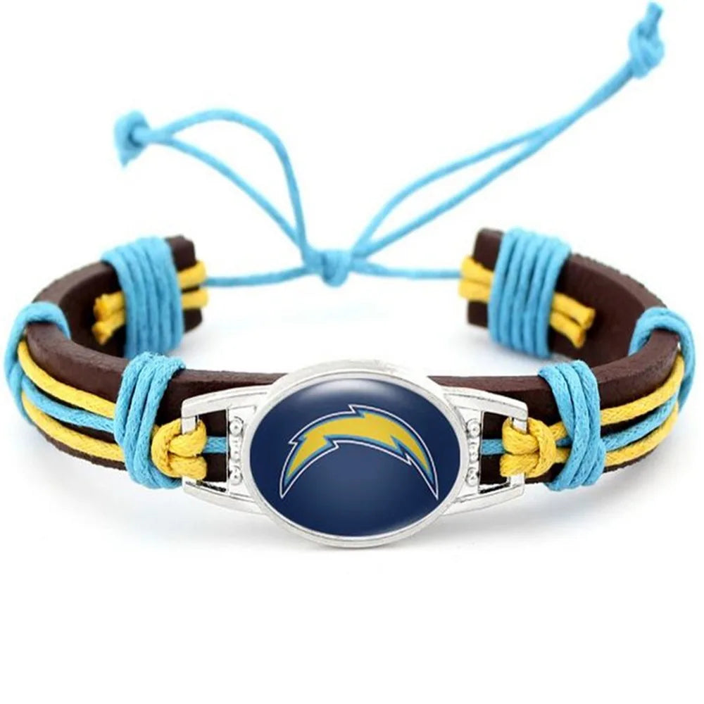 NFL Leather Charm Bracelet with Vintage Butterfly & Pearl Accents