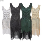 Plus Size XS-4XL Women's 1920s Vintage Sequin Full Fringed Deco Inspired Flapper Dress Roaring 20s Great Gatsby Dress Vestidos SS69