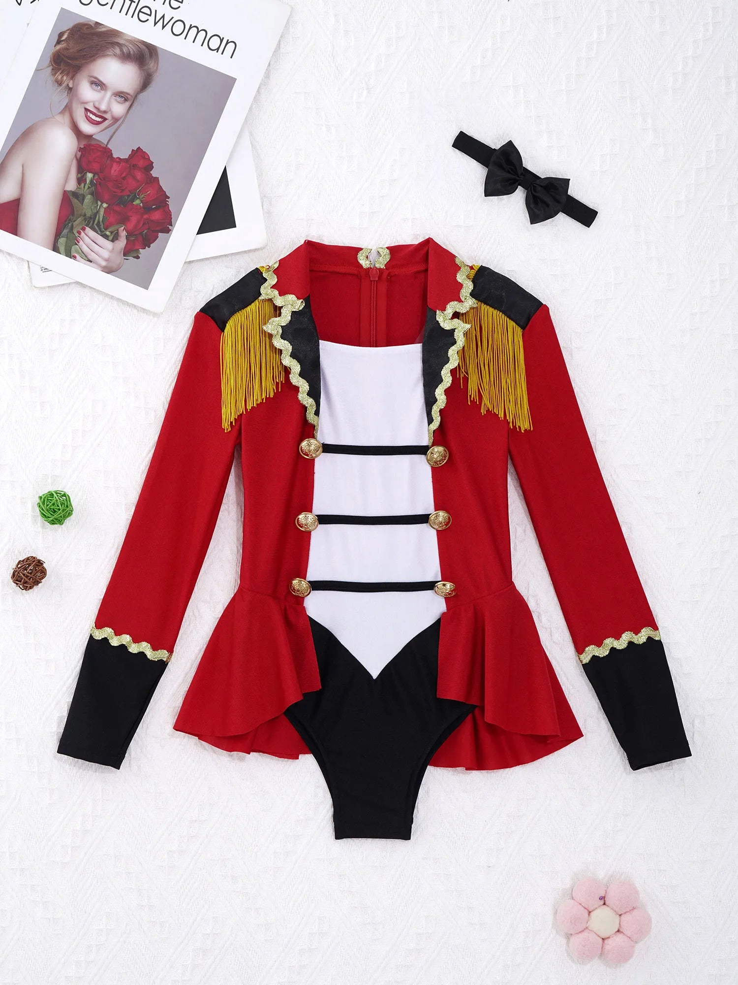 Girls Circus Ringmaster Jumpsuit Long Sleeve Patchwork Costume