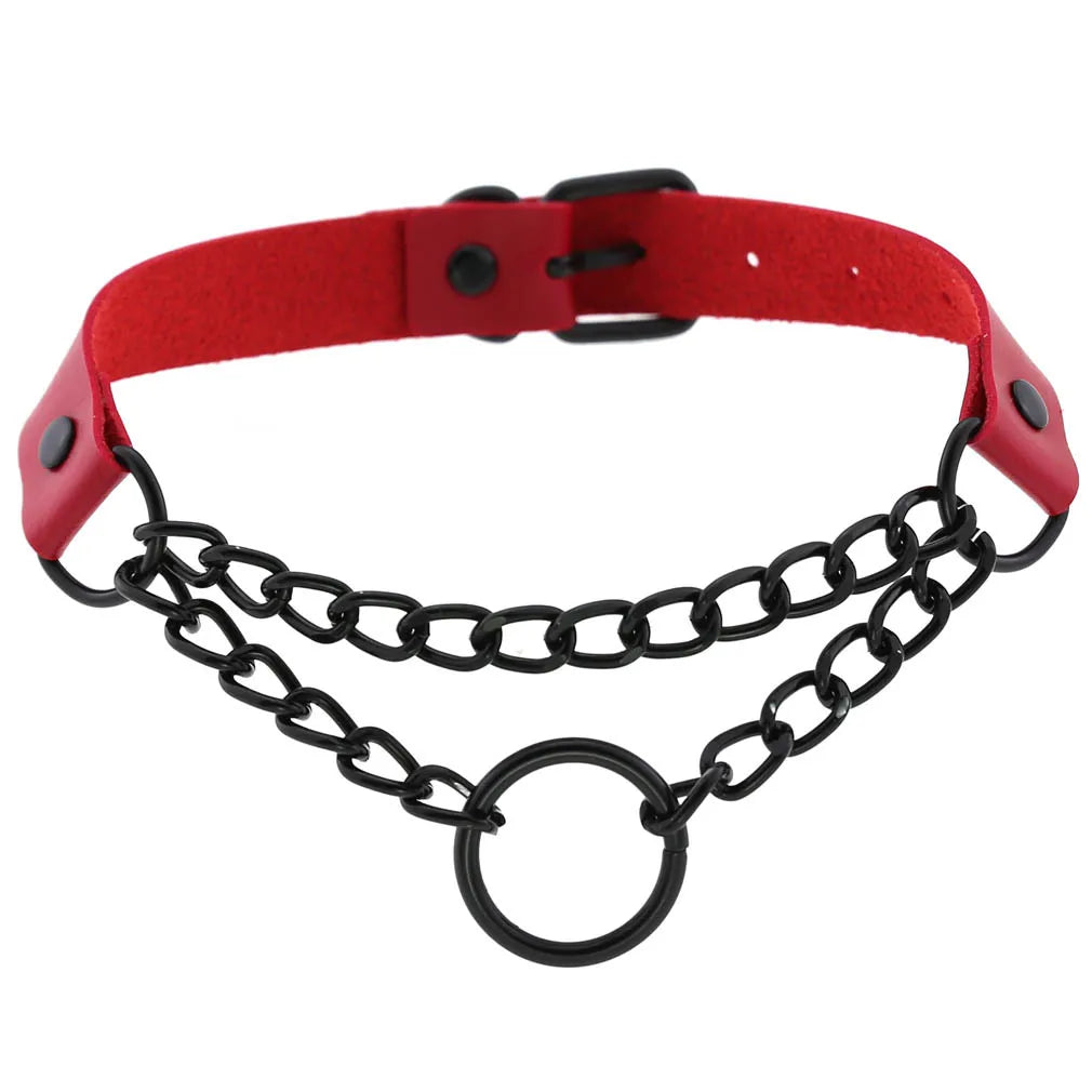 Punk Black Metal Tassel Red Choker Necklace Sexy Spiked Neck Strap Clavicle Collar Men Necklaces Hollween Women Y2K Jeweley Gift SS69 8.69 P114 red