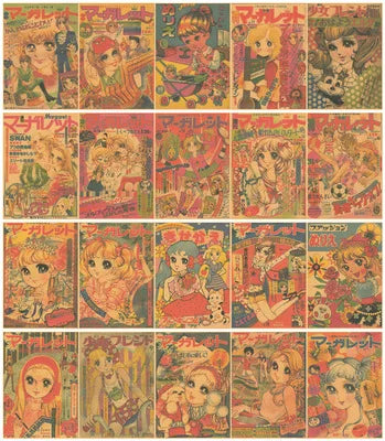 Retro Kraft Paper for Restaurant Decoration, Japanese Beauty Girl, Celebrity Magazine Poster, Izakaya Wall Sticker SS69 39.69 20PCS / 29.7X42cm