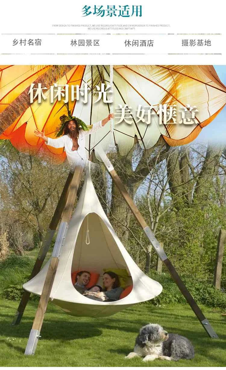 Outdoor Waterproof hammock Double Cacoon Hanging Chair Weight Capacity 80KG Outdoor and Indoor Use - Hanging Kit hanging tent