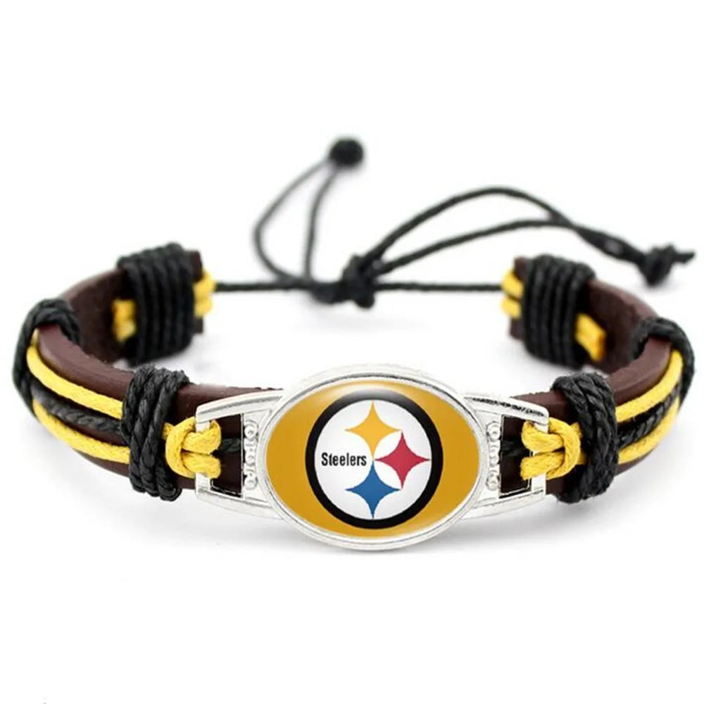 NFL Leather Charm Bracelet with Vintage Butterfly & Pearl Accents