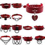 Punk Black Metal Tassel Red Choker Necklace Sexy Spiked Neck Strap Clavicle Collar Men Necklaces Hollween Women Y2K Jeweley Gift SS69