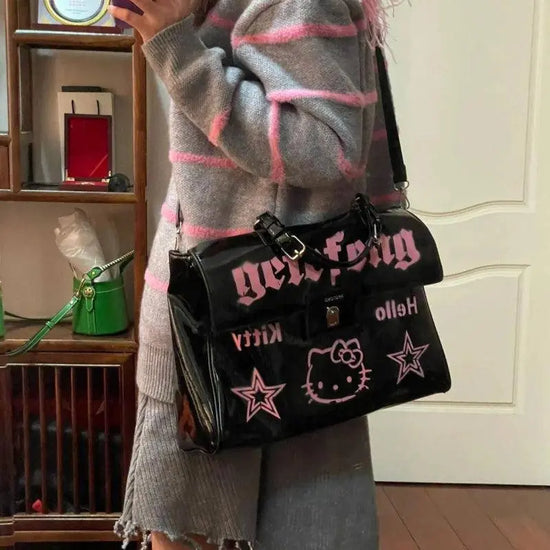 HelloKitty Large Capacity Crossbody Bag - Versatile & Fashionable Women's Shoulder Purse for Shopping, Travel, and School - Durable Faux Leather SS69