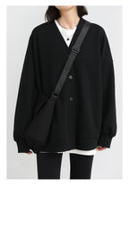 CHIC VEN Korean Autumn Winter Women's Sports Coat Casual Loose V-neck Sweatshirt for Women Thick Warm Tops Office Lady Female