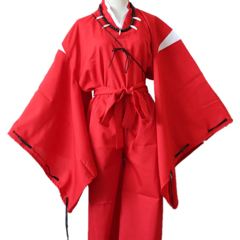 Anime Inuyasha Cosplay Costumes Red Japanese Kimono Higurashi Kagome Kikyo Sesshoumaru for Halloween Party Wigs Free wigcap