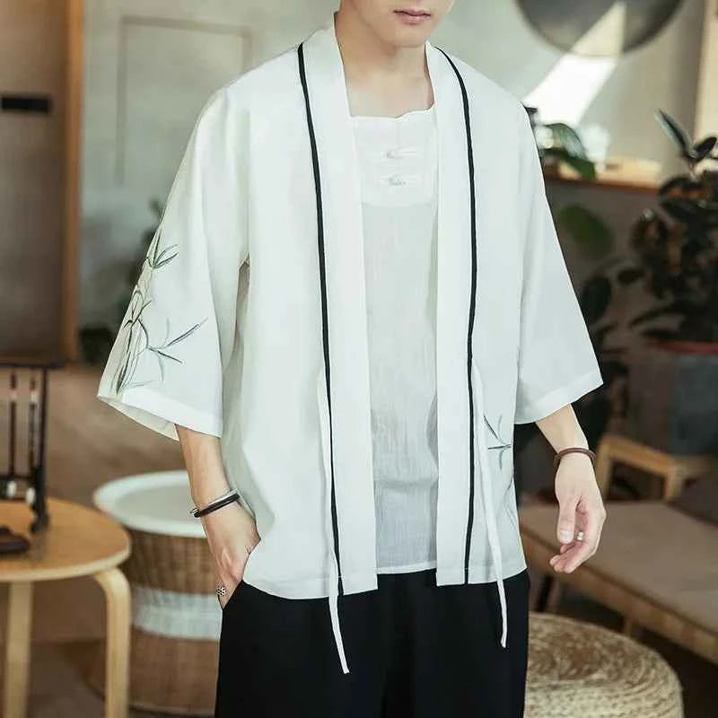 Japanese Kimono Traditional Yukata Kimono Cardigan Men Beach Thin Asian Clothes Japan Kimonos Male Fashion Casual Cardigan Shirt