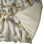 MS.Softex Handmade Rabbit Fur Patchwork Throw Blanket with Suede Back