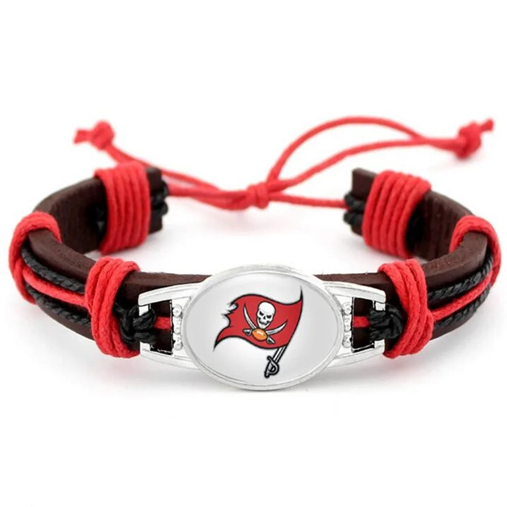 NFL Leather Charm Bracelet with Vintage Butterfly & Pearl Accents