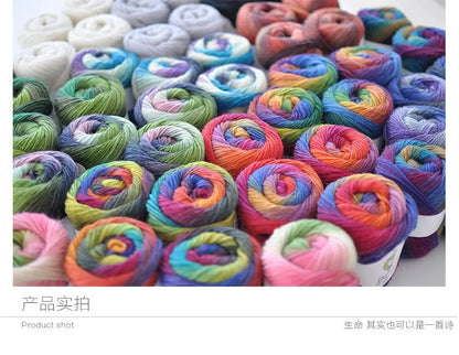 100% Wool Yarn Rainbow Color for Hand Knitting Crochet Plush Thickness Lanas Thread DIY Soft Scarf Shawl Sweater Free Shipping