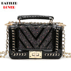 European Brand Design Chain Motorcycle Bags Women Clothing Shoulder Rivet Zipper Jacket Bag Messenger Bag Women Leather Handbags