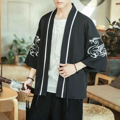 Japanese Kimono Traditional Yukata Kimono Cardigan Men Beach Thin Asian Clothes Japan Kimonos Male Fashion Casual Cardigan Shirt