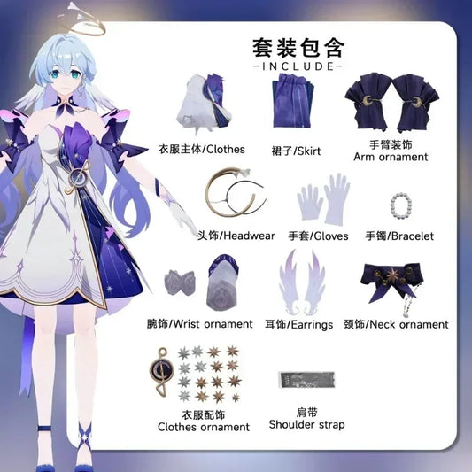 Honkai Star Rai Robin Cosplay Costume Anime Role Play Clothes Women Outfit Dress Robins COS Wig for Carnival Party SS69
