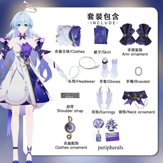 Honkai Star Rai Robin Cosplay Costume Anime Role Play Clothes Women Outfit Dress Robins COS Wig for Carnival Party SS69 85.69 Costume / XL