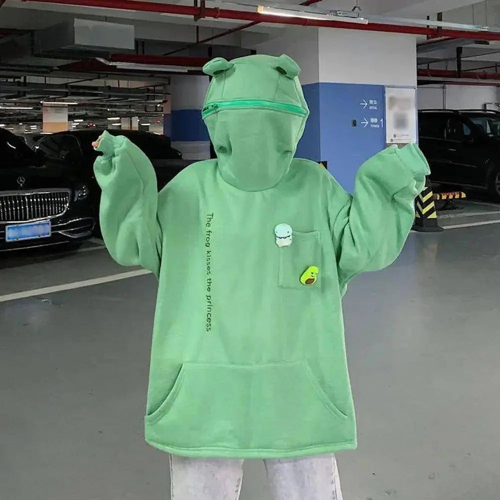 Hot Fashion Women Hoodie Frog Pullover Winter Sense Hooded Casual Sweatshirt Autumn Embroidery Loose Top Doll Decoration Hoodies SS69