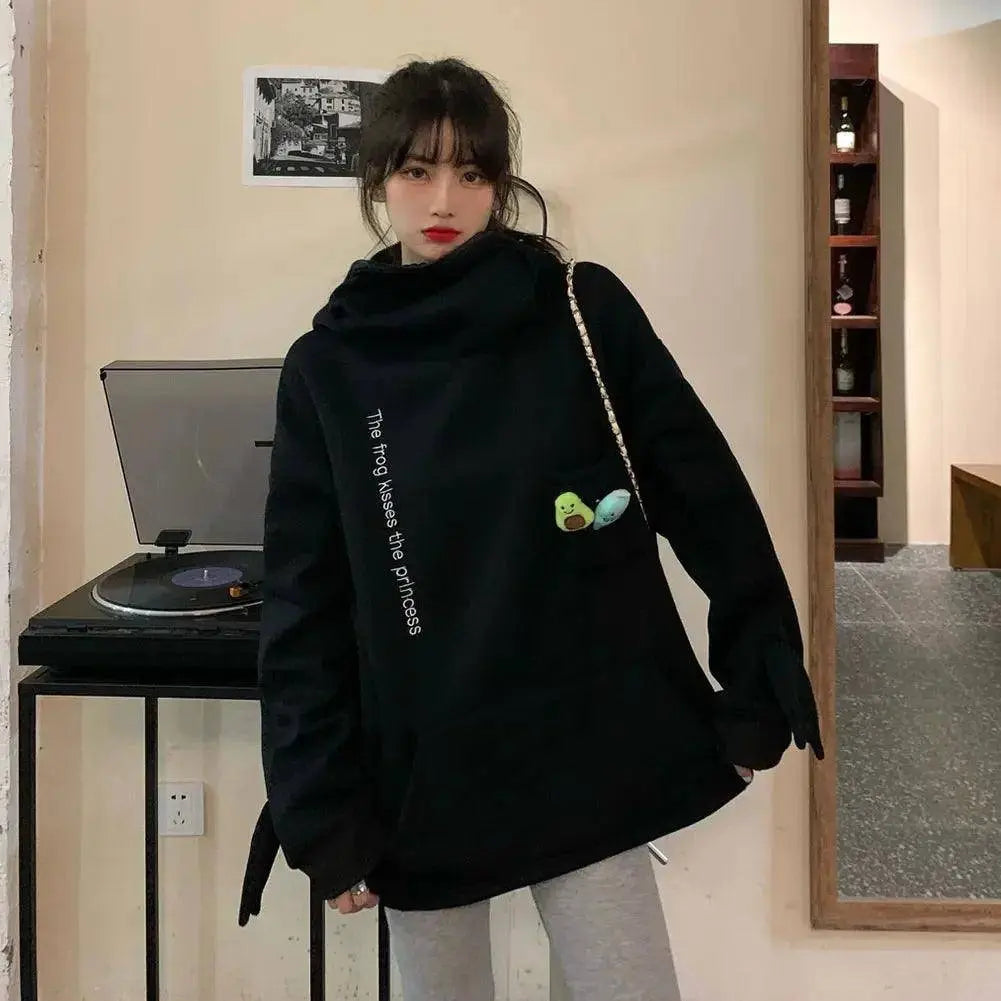 Hot Fashion Women Hoodie Frog Pullover Winter Sense Hooded Casual Sweatshirt Autumn Embroidery Loose Top Doll Decoration Hoodies SS69