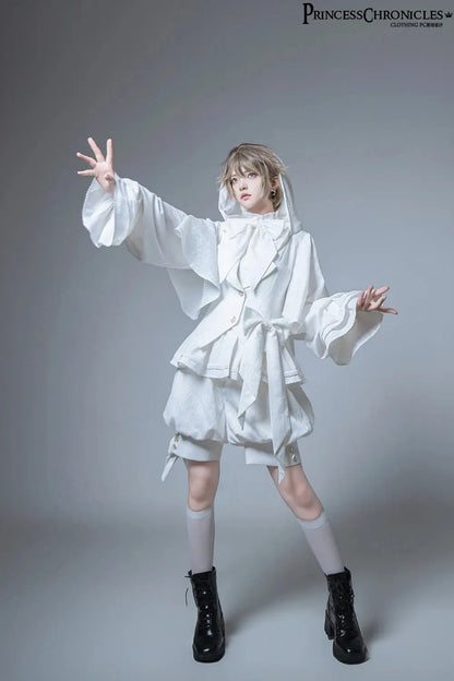 Hunting Rabbit White Moonlight Edition Retro Cool Ouji Lolita Jacket /Short Pants/Trousers Set by Princess Chronicles - SS69