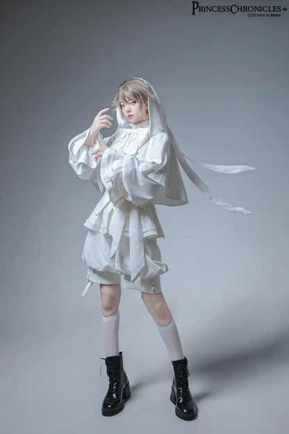 Hunting Rabbit White Moonlight Edition Retro Cool Ouji Lolita Jacket /Short Pants/Trousers Set by Princess Chronicles - SS69