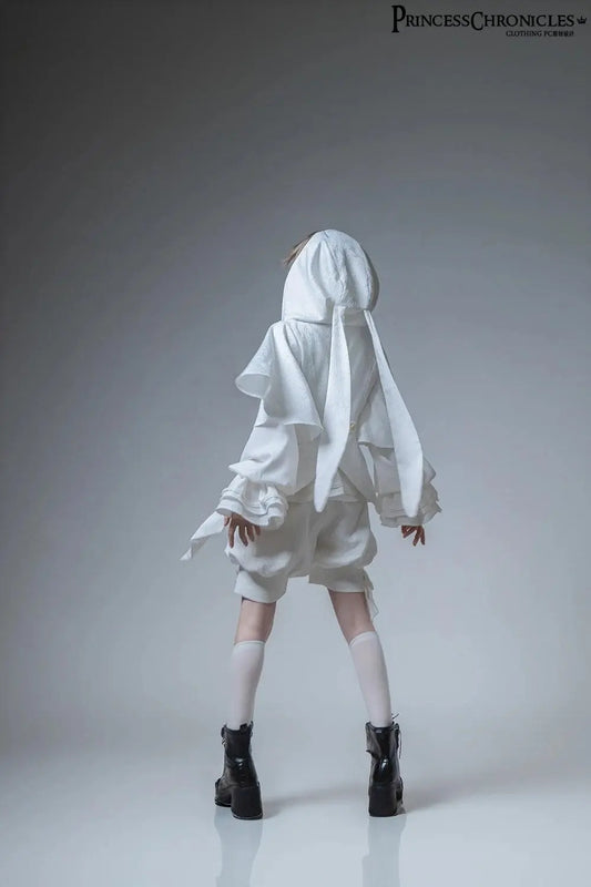 Hunting Rabbit White Moonlight Edition Retro Cool Ouji Lolita Jacket /Short Pants/Trousers Set by Princess Chronicles - SS69