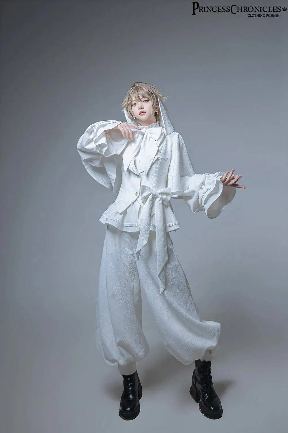 Hunting Rabbit White Moonlight Edition Retro Cool Ouji Lolita Jacket /Short Pants/Trousers Set by Princess Chronicles - SS69