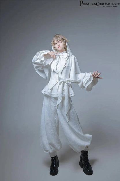 Hunting Rabbit White Moonlight Edition Retro Cool Ouji Lolita Jacket /Short Pants/Trousers Set by Princess Chronicles - SS69