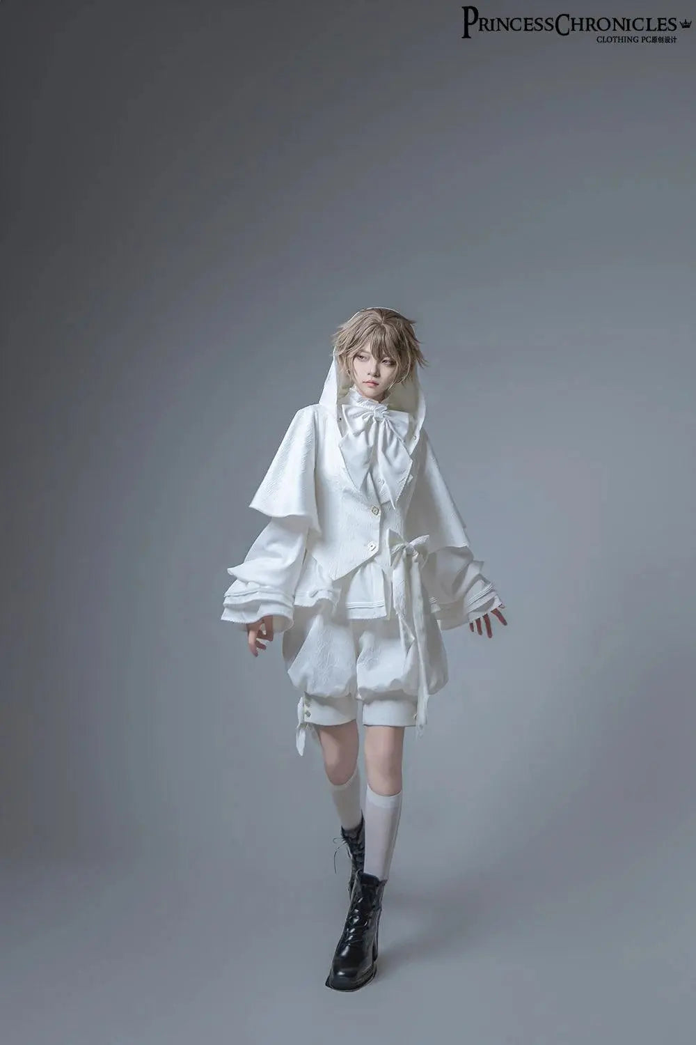 Hunting Rabbit White Moonlight Edition Retro Cool Ouji Lolita Jacket /Short Pants/Trousers Set by Princess Chronicles - SS69