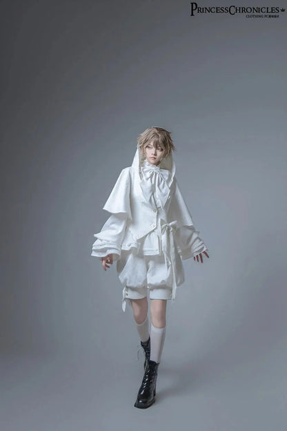 Hunting Rabbit White Moonlight Edition Retro Cool Ouji Lolita Jacket /Short Pants/Trousers Set by Princess Chronicles - SS69