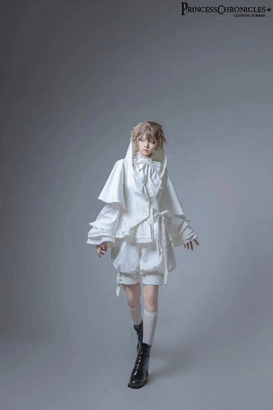 Hunting Rabbit White Moonlight Edition Retro Cool Ouji Lolita Jacket /Short Pants/Trousers Set by Princess Chronicles - SS69