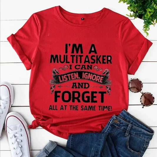I'm A Multitasker I Can Listen Ignore and Forget T-shirt Funny Sarcastic Graphic Tee Top Women Hipster Humor Tshirt Y2k Clothing SS69 10.69 X133-tshirt 2 / XS